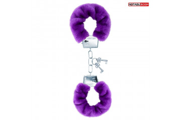 Металлические наручники с мягкой фиолетовой опушкой