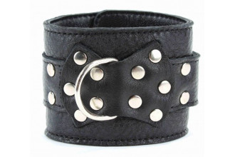 Чёрные наручники из кожи с пряжкой Чёрные наручники из кожи с пряжкой