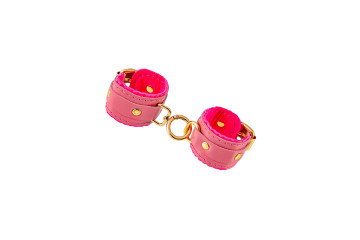 Розовые двуслойные кожаные оковы