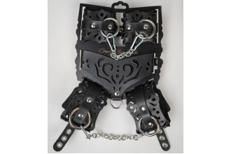 Черный ажурный кожаный набор фиксаций