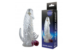 Закрытая прозрачная вибронасадка на пенис Crystal Sleeve Vibe - 12 см.