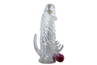 Закрытая прозрачная вибронасадка на пенис Crystal Sleeve Vibe - 12 см.