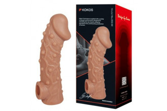 Телесная насадка на фаллос с отверстием для мошонки Cock Sleeve 002 Size M - 15,6 см.
