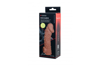 Телесная насадка на фаллос с отверстием для мошонки Cock Sleeve 002 Size M - 15,6 см.