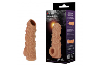 Телесная насадка с венками и открытой головкой Nude Sleeve M - 12 см.
