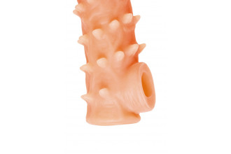 Телесная закрытая насадка с пупырышками Cock Sleeve 005 Size S - 13,8 см.