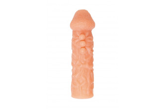 Телесная закрытая насадка с шершавой головкой Cock Sleeve 007 Size M - 15,6 см.