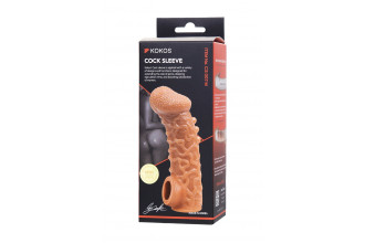 Телесная закрытая насадка с шершавой головкой Cock Sleeve 007 Size M - 15,6 см.
