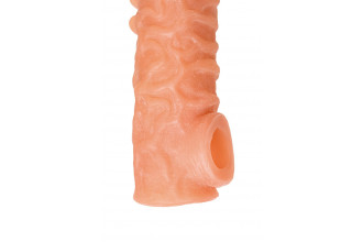 Телесная закрытая насадка с шершавой головкой Cock Sleeve 007 Size M - 15,6 см.