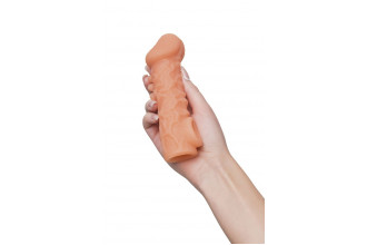 Телесная закрытая насадка с шершавой головкой Cock Sleeve 007 Size M - 15,6 см.