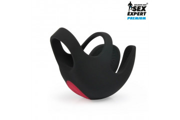Черная вибронасадка на пенис и мошонку Sex Expert