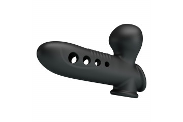 Черная насадка на пенис с эффектом расширения Crane - 18,4 см.