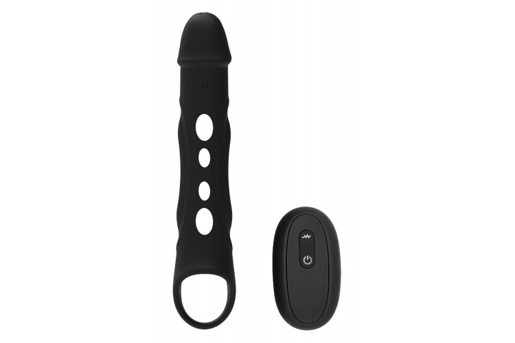 Черная насадка-удлинитель Vibrating Extender With Remote с вибрацией