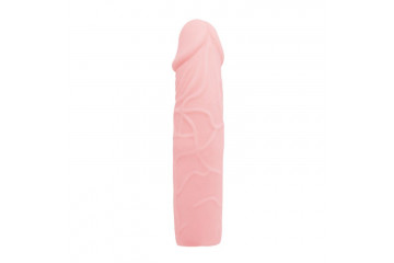 Удлиняющая насадка на пенис телесного цвета - 18 см.