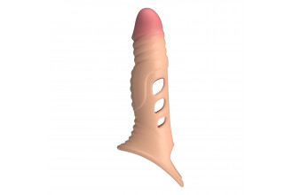Телесная удлиняющая насадка на пенис с вибрацией Телесная удлиняющая насадка на пенис с вибрацией