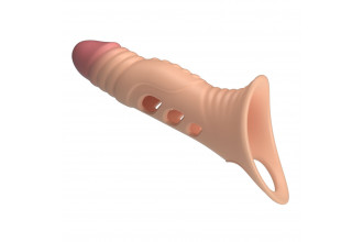 Телесная удлиняющая насадка на пенис с вибрацией Телесная удлиняющая насадка на пенис с вибрацией