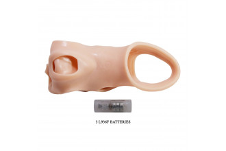 Телесная удлиняющая насадка на пенис с вибрацией Телесная удлиняющая насадка на пенис с вибрацией