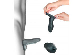 Серая силиконовая насадка на пенис с подхватом Manwan Ryzer