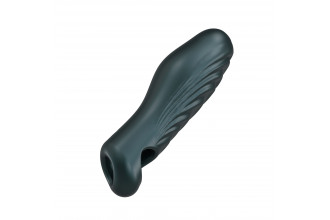 Серая силиконовая насадка на пенис с подхватом Manwan Ryzer