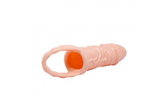 Телесная насадка удлинитель с подхватом мошонки - 15 см.