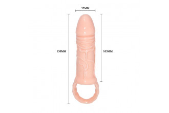 Телесная насадка удлинитель с подхватом мошонки - 15 см.