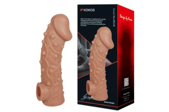 Насадка на фаллос с отверстием для мошонки Cock Sleeve 002 Size L - 17,6 см.