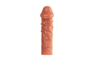 Насадка на фаллос с отверстием для мошонки Cock Sleeve 002 Size L - 17,6 см.