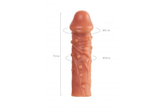 Насадка на фаллос с отверстием для мошонки Cock Sleeve 002 Size L - 17,6 см.