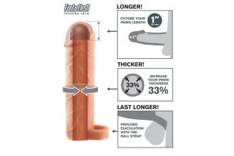 Телесная насадка с кольцом Perfect 1 Extension with Ball Strap - 17 см.