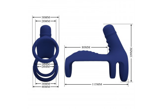 Синяя вибронасадка на пенис Vibrating Penis Sling