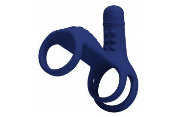 Синяя вибронасадка на пенис Vibrating Penis Sling