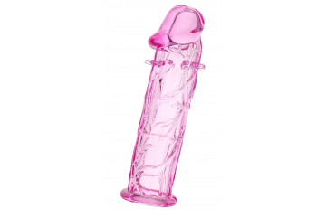 Розовая насадка фаллической формы - 12,5 см.