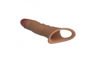 Карамельная удлиняющая насадка на пенис с вибрацией Карамельная удлиняющая насадка на пенис с вибрацией