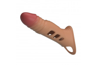 Карамельная удлиняющая насадка на пенис с вибрацией Карамельная удлиняющая насадка на пенис с вибрацией