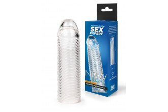 Прозрачная закрытая насадка на пенис с ребрышками - 16 см. Прозрачная закрытая насадка на пенис с ребрышками - 16 см.