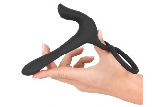 Черная насадка на член с вибрацией Couple’s Vibrator