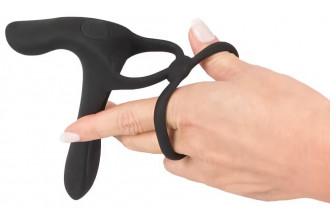 Черная насадка на член с вибрацией Couple’s Vibrator