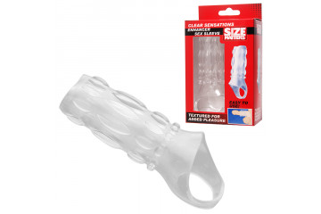 Насадка на пенис с кольцом для мошонки Clear Sensations Enhancer Sex Sleeve - 11,5 см.