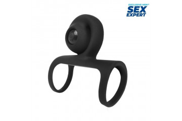 Черная вибронасадка на пенис Sex Expert