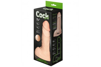 Телесный фаллоудлинитель с мошонкой Cock Next - 19 см.