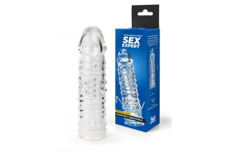 Прозрачная закрытая насадка на пенис - 17 см.