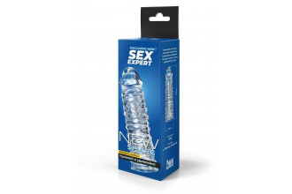 Прозрачная закрытая насадка на пенис - 17 см.