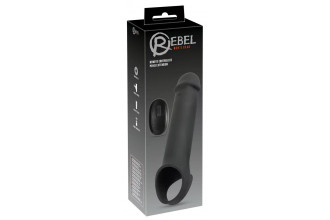 Черная вибронасадка для пениса с хомутом для мошонки и пультом ДУ Remote Controlled Penis Extension