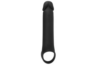 Черная вибронасадка для пениса с хомутом для мошонки и пультом ДУ Remote Controlled Penis Extension