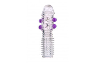 Гелевая прозрачная насадка с шариками и шипами - 14 см. Гелевая прозрачная насадка с шариками и шипами - 14 см.