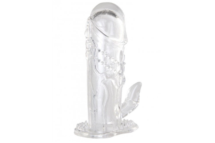 Прозрачная гелевая насадка с клиторальным отростком - 13 см. Прозрачная гелевая насадка с клиторальным отростком - 13 см.