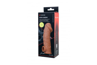 Телесная насадка на фаллос с фиксацией мошонки Cock Sleeve 001 Size M - 15,6 см.