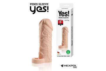 Телесная насадка-удлинитель со вставкой размера L - 15 см.