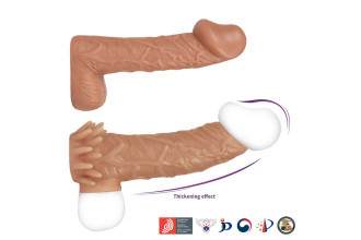 Телесная насадка с усиками и открытой головкой Nude Sleeve L - 14 см.