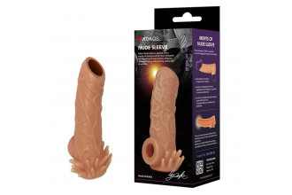 Телесная насадка с усиками и открытой головкой Nude Sleeve L - 14 см.